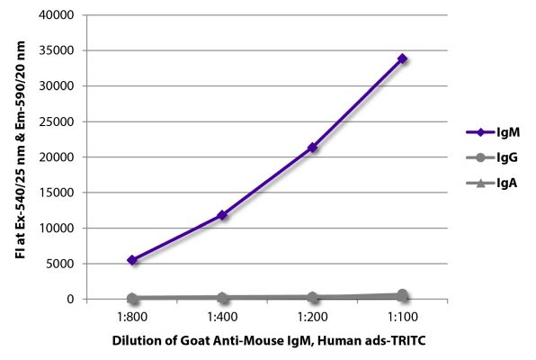Abbildung: Ziege IgG anti-Maus IgM (µ)-TRITC, MinX Hu