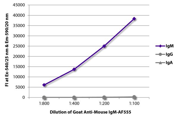 Abbildung: Ziege IgG anti-Maus IgM (µ)-Alexa Fluor 555, MinX keine