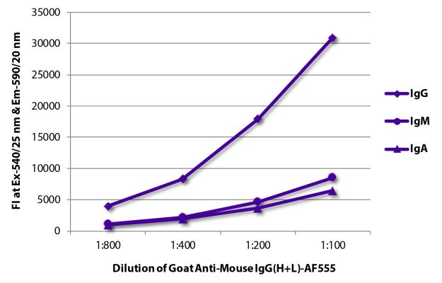 Abbildung: Ziege IgG anti-Maus IgG (H+L)-Alexa Fluor 555, MinX keine