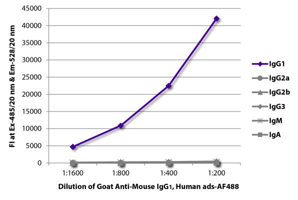 Image: Goat IgG anti-Mouse IgG1 (Fc)-Alexa Fluor 488, MinX Hu