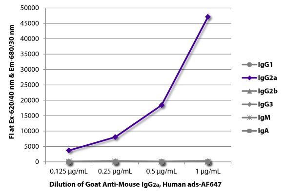 Image: Goat IgG anti-Mouse IgG2a (Fc)-Alexa Fluor 647, MinX Hu