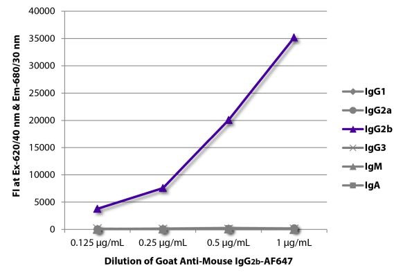 Abbildung: Ziege IgG anti-Maus IgG2b (Fc)-Alexa Fluor 647, MinX keine