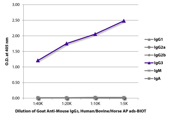 Abbildung: Ziege IgG anti-Maus IgG3 (Fc)-Biotin, MinX Hu,Bo,Ho