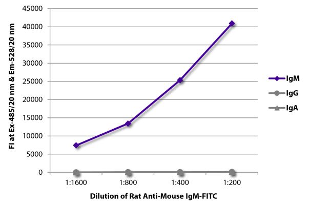 Image: Rat IgG anti-Mouse IgM (µ)-FITC, MinX none