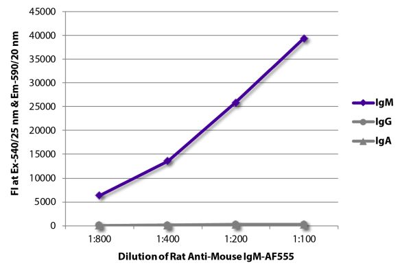 Abbildung: Ratte IgG anti-Maus IgM (µ)-Alexa Fluor 555, MinX keine