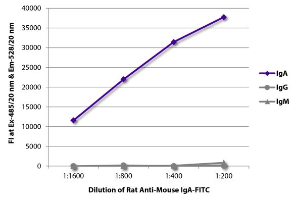 Abbildung: Ratte IgG anti-Maus IgA-FITC, MinX keine