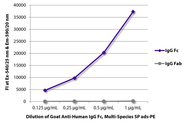 Abbildung: Ziege IgG anti-Human IgG (Fc)-RPE, MinX Rb,Ms,Rt,Bo,Ho,Ha,Go,Sh,Ck,Gp