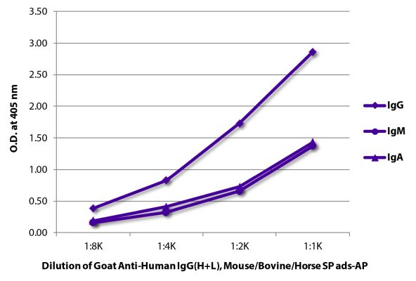 Abbildung: Ziege IgG anti-Human IgG (H+L)-Alk. Phos., MinX Ms,Bo,Ho
