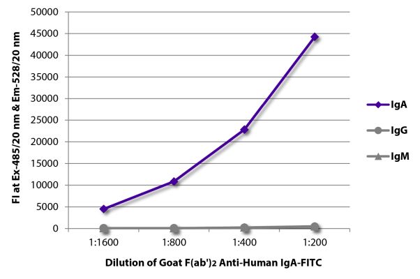 Abbildung: Ziege F(ab')2 anti-Human IgA-FITC, MinX keine