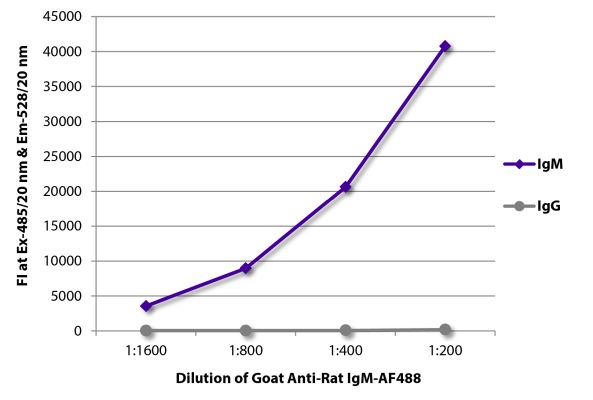 Abbildung: Ziege IgG anti-Ratte IgM (µ)-Alexa Fluor 488, MinX keine