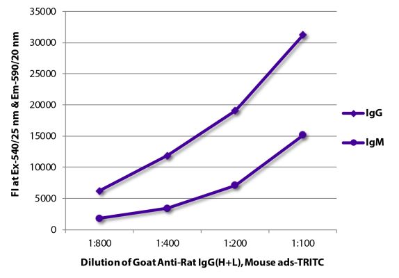 Abbildung: Ziege IgG anti-Ratte IgG (H+L)-TRITC, MinX Ms