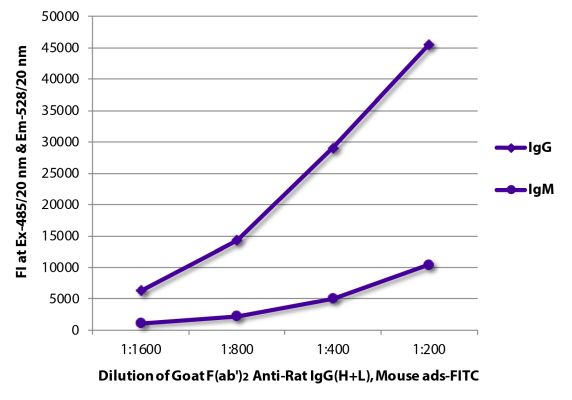 Image: Goat F(ab')2 anti-Rat IgG (H+L)-FITC, MinX Ms
