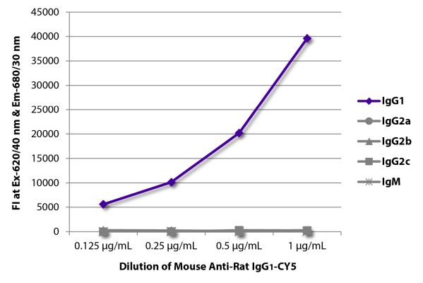 Abbildung: Maus IgG anti-Ratte IgG1 (Fc)-Cy5, MinX keine