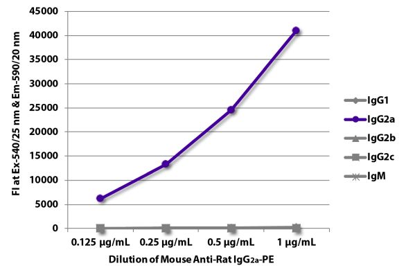 Abbildung: Maus IgG anti-Ratte IgG2a (Fc)-RPE, MinX keine
