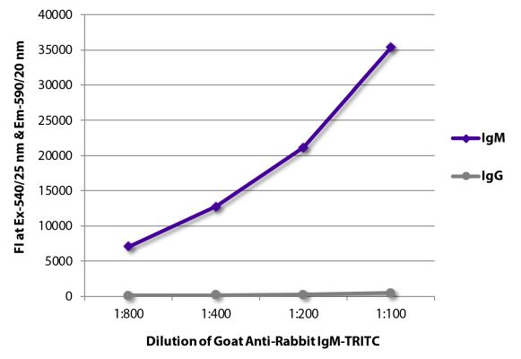 Abbildung: Ziege IgG anti-Kaninchen IgM (µ)-TRITC, MinX keine