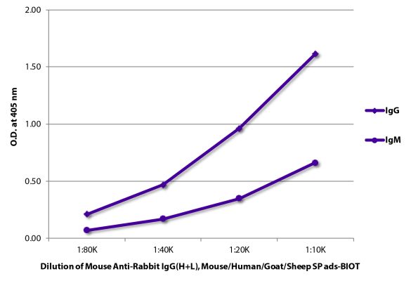 Abbildung: Maus IgG anti-Kaninchen IgG (H+L)-Biotin, MinX Ms,Hu,Go,Sh