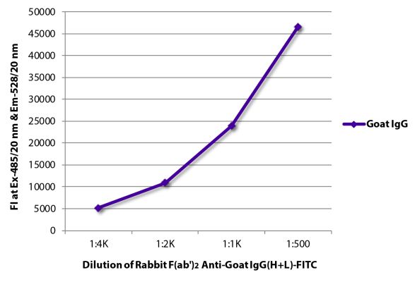 Abbildung: Kaninchen F(ab')2 anti-Ziege IgG (H+L)-FITC, MinX keine